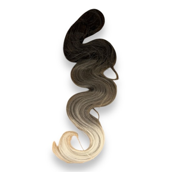 SET OF 3 OMBRÉ BLACK SILVER OMBRÉ  WEAVE HAIR BUNDLE 14” 16” 18” SYNTHETIC  WAVY - Picture 1 of 9